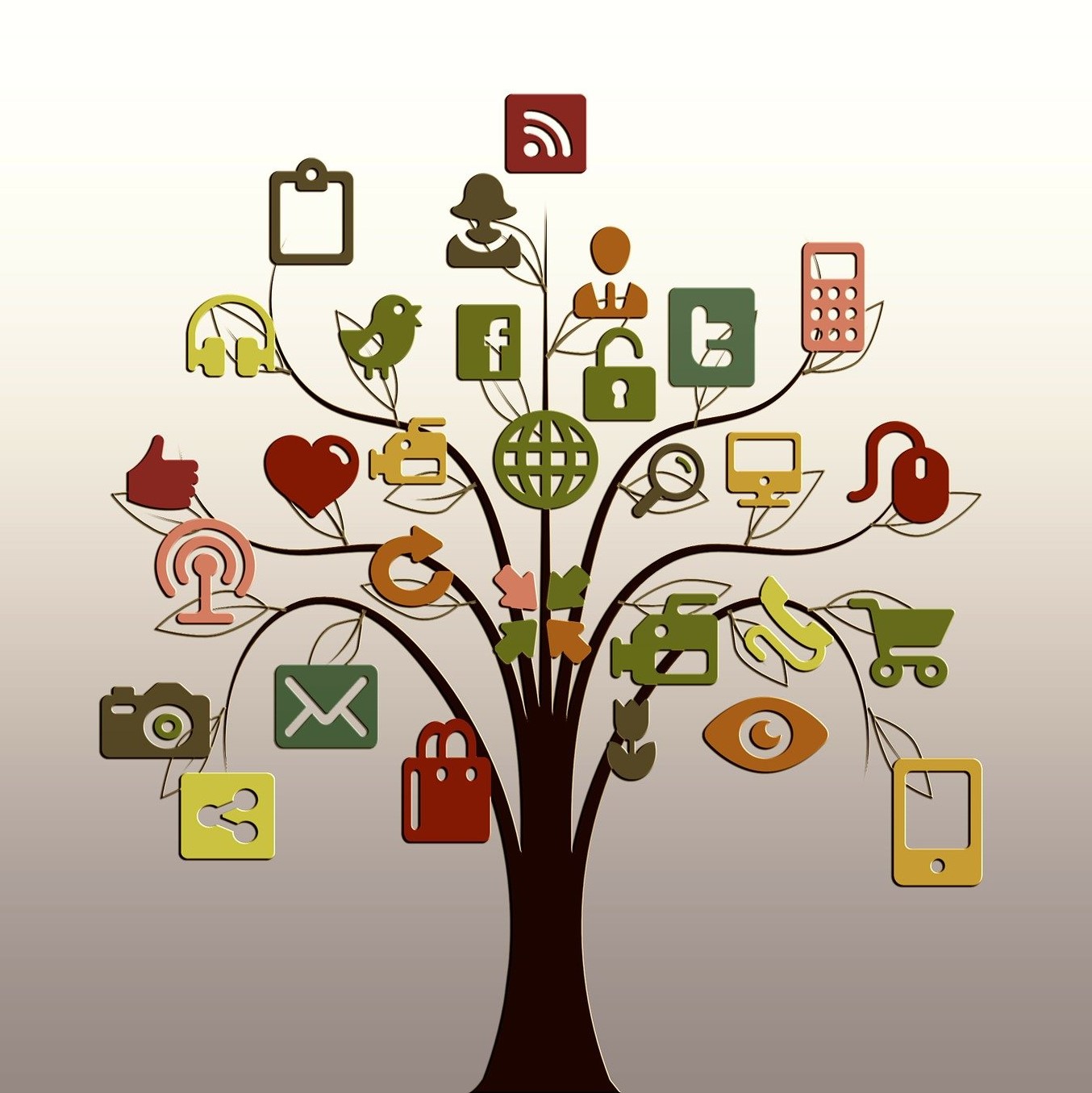 Illustration représentant un arbre dont les feuilles sont symbolisées par des applications traitant de données